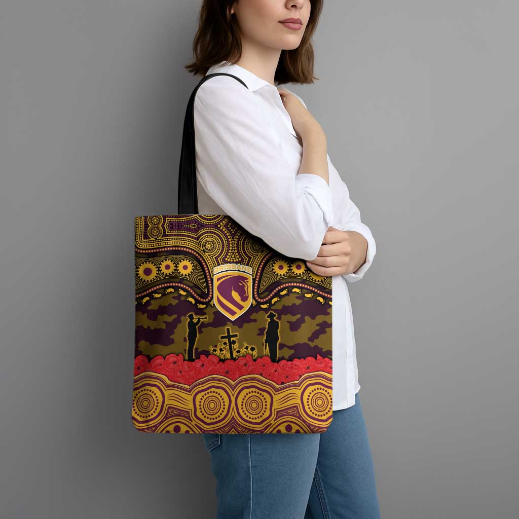ANZAC Day Brisbane Broncos Tote Bag Military Memorial Aboriginal Indigenous Art
