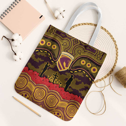 ANZAC Day Brisbane Broncos Tote Bag Military Memorial Aboriginal Indigenous Art