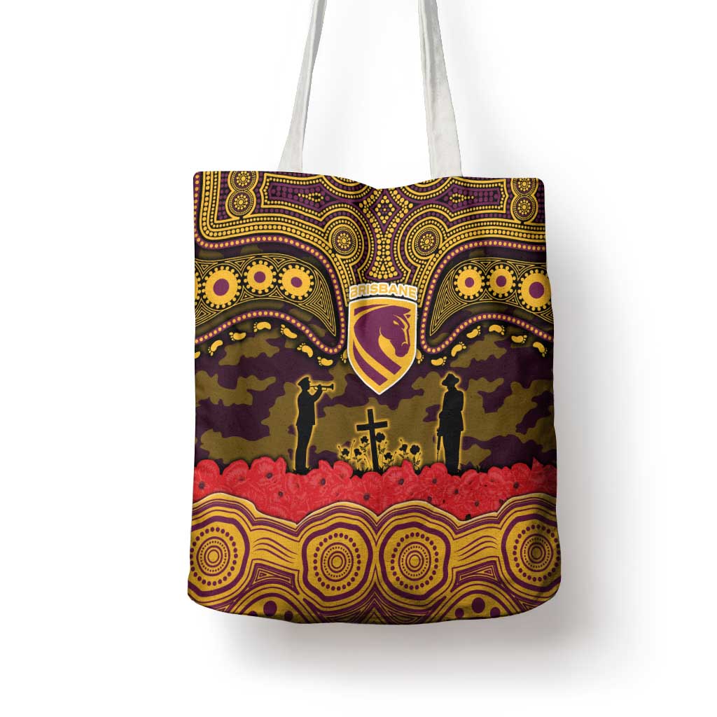 ANZAC Day Brisbane Broncos Tote Bag Military Memorial Aboriginal Indigenous Art