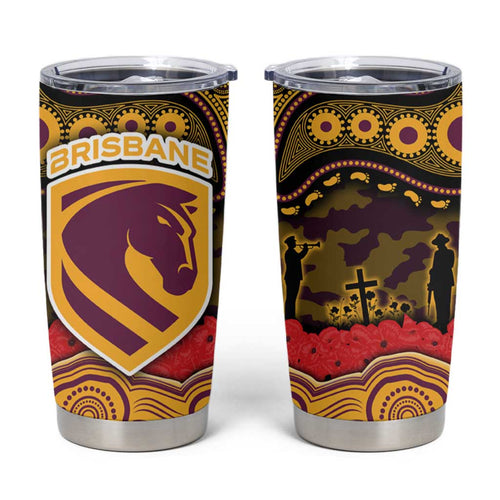 ANZAC Day Brisbane Broncos Tumbler Cup Military Memorial Aboriginal Indigenous Art