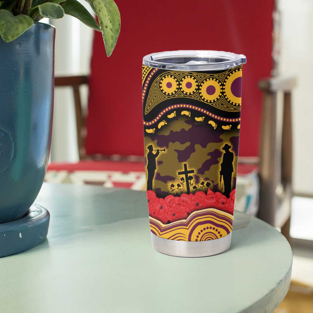 ANZAC Day Brisbane Broncos Tumbler Cup Military Memorial Aboriginal Indigenous Art