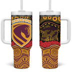 ANZAC Day Brisbane Broncos Tumbler With Handle Military Memorial Aboriginal Indigenous Art