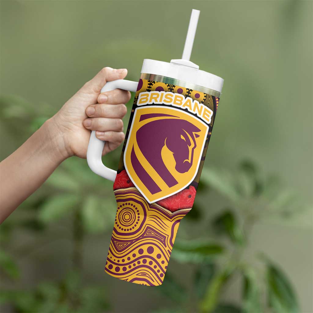 ANZAC Day Brisbane Broncos Tumbler With Handle Military Memorial Aboriginal Indigenous Art