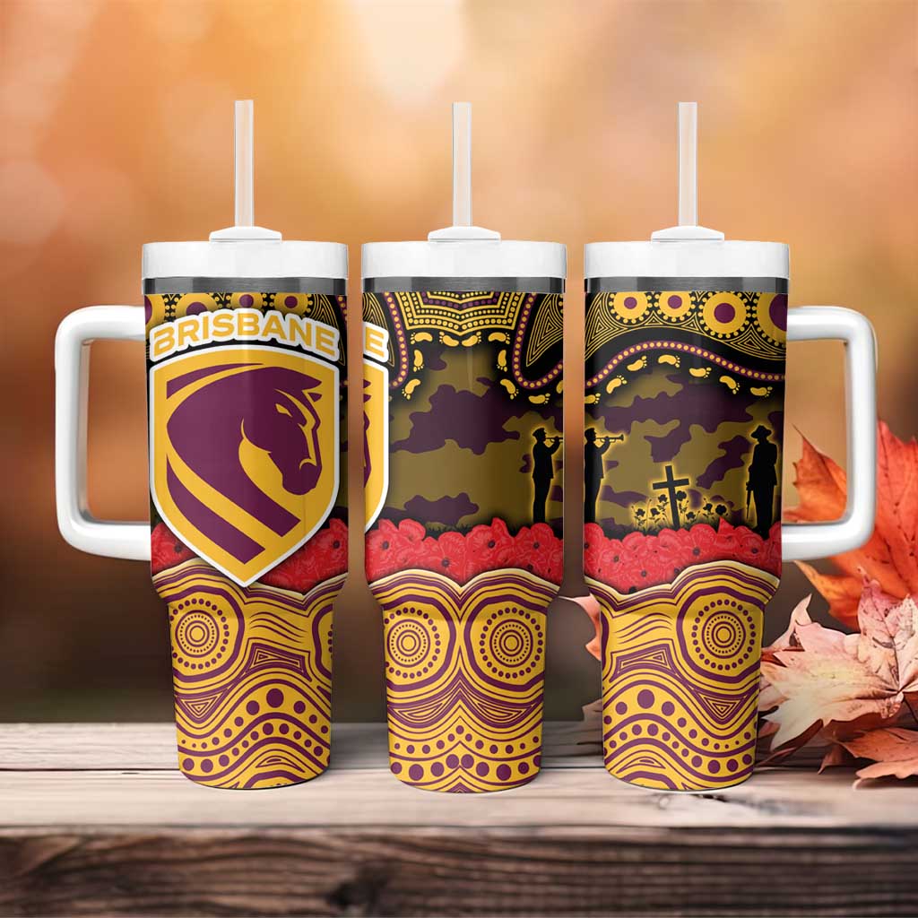 ANZAC Day Brisbane Broncos Tumbler With Handle Military Memorial Aboriginal Indigenous Art