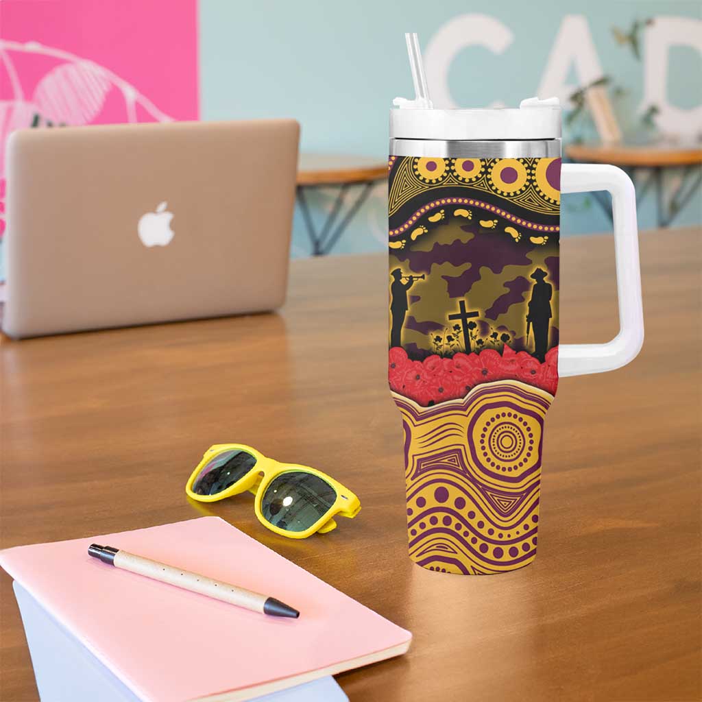 ANZAC Day Brisbane Broncos Tumbler With Handle Military Memorial Aboriginal Indigenous Art