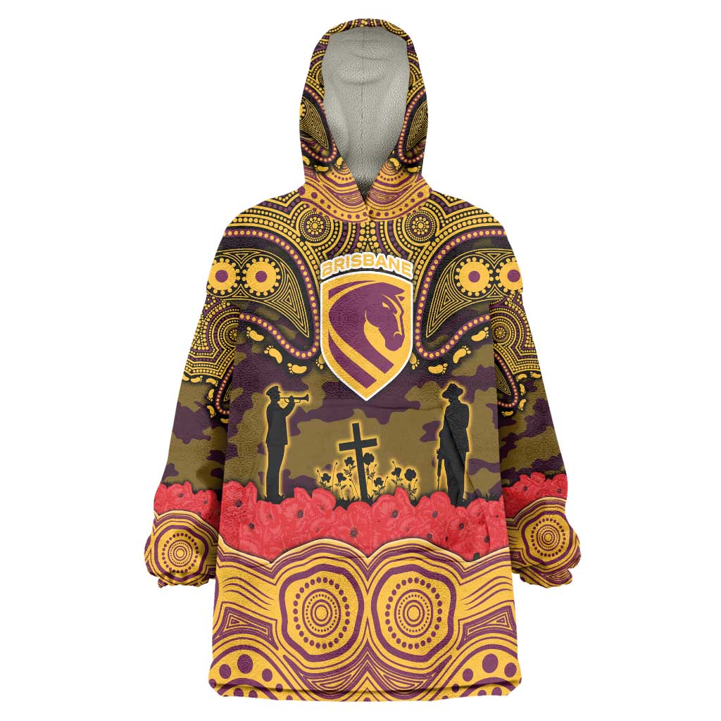 ANZAC Day Brisbane Broncos Wearable Blanket Hoodie Military Memorial Aboriginal Indigenous Art