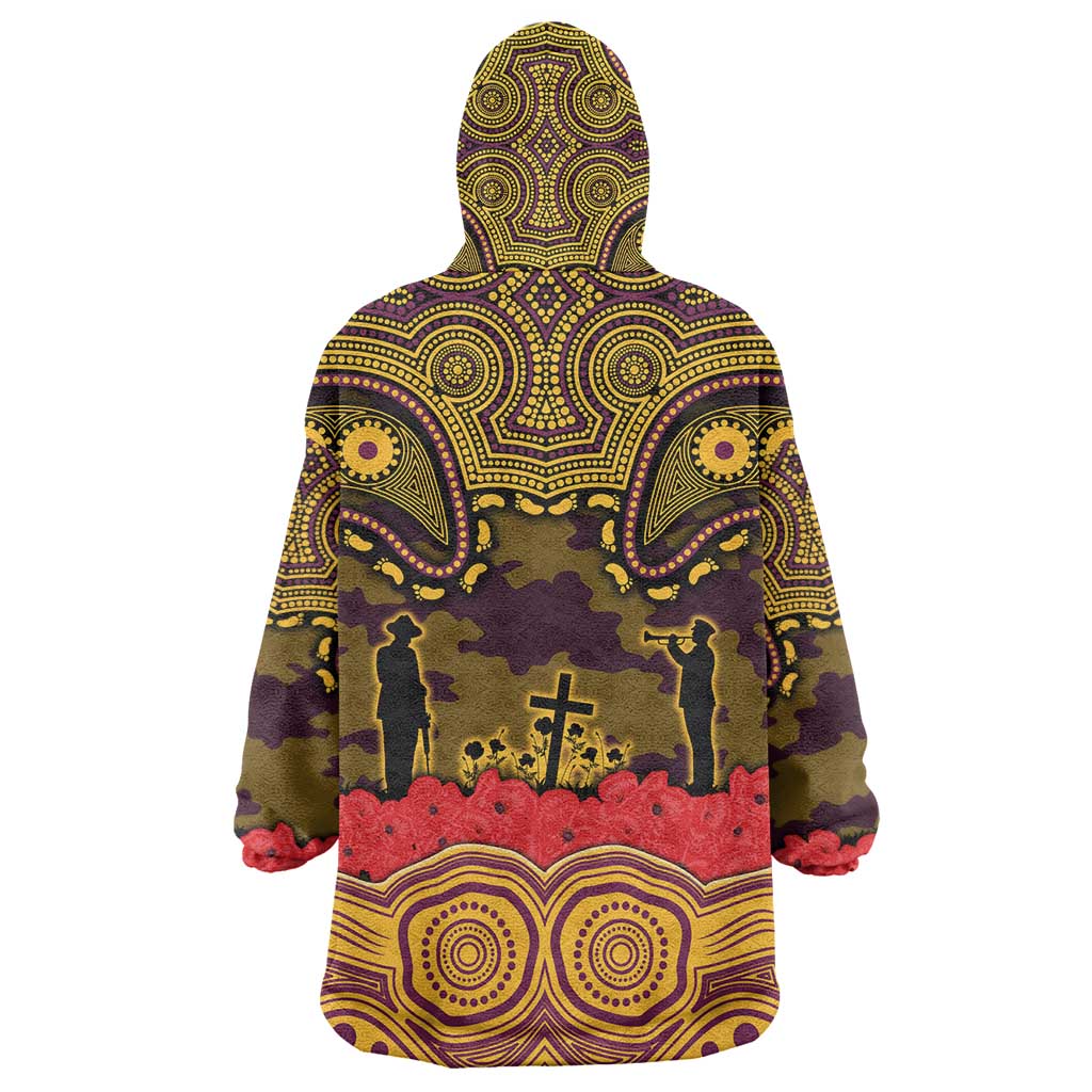 ANZAC Day Brisbane Broncos Wearable Blanket Hoodie Military Memorial Aboriginal Indigenous Art