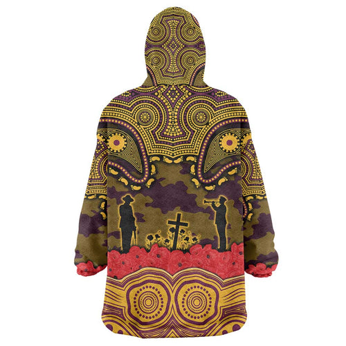 ANZAC Day Brisbane Broncos Wearable Blanket Hoodie Military Memorial Aboriginal Indigenous Art
