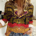 ANZAC Day Brisbane Broncos Women Casual Shirt Military Memorial Aboriginal Indigenous Art