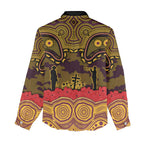 ANZAC Day Brisbane Broncos Women Casual Shirt Military Memorial Aboriginal Indigenous Art