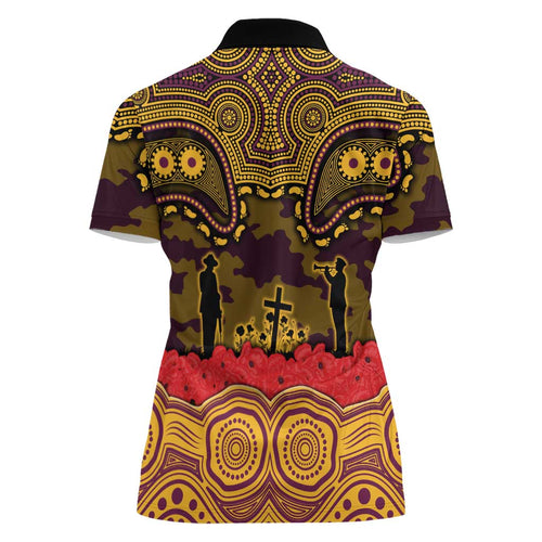 ANZAC Day Brisbane Broncos Women Polo Shirt Military Memorial Aboriginal Indigenous Art