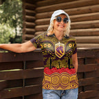 ANZAC Day Brisbane Broncos Women Polo Shirt Military Memorial Aboriginal Indigenous Art