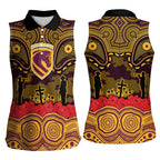 ANZAC Day Brisbane Broncos Women Sleeveless Polo Shirt Military Memorial Aboriginal Indigenous Art