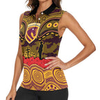 ANZAC Day Brisbane Broncos Women Sleeveless Polo Shirt Military Memorial Aboriginal Indigenous Art