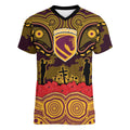 ANZAC Day Brisbane Broncos Women V-Neck T-Shirt Military Memorial Aboriginal Indigenous Art