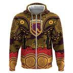 ANZAC Day Brisbane Broncos Zip Hoodie Military Memorial Aboriginal Indigenous Art