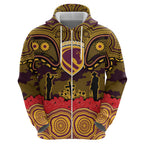 ANZAC Day Brisbane Broncos Zip Hoodie Military Memorial Aboriginal Indigenous Art