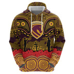 ANZAC Day Brisbane Broncos Zip Hoodie Military Memorial Aboriginal Indigenous Art