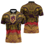 ANZAC Day Brisbane Broncos Zipper Polo Shirt Military Memorial Aboriginal Indigenous Art