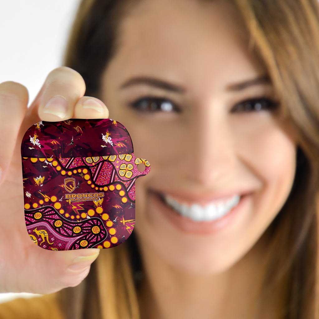 Brisbane Broncos AirPods Case Aboriginal Pattern with Graffiti Style Design