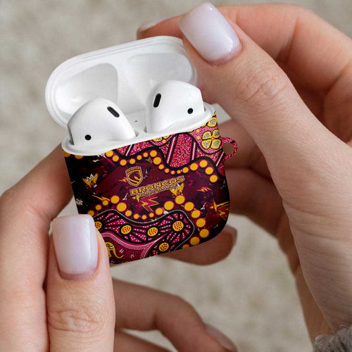 Brisbane Broncos AirPods Case Aboriginal Pattern with Graffiti Style Design
