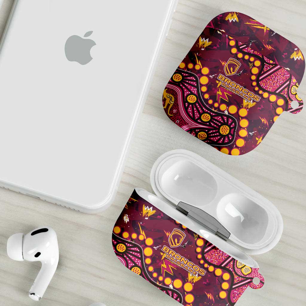 Brisbane Broncos AirPods Case Aboriginal Pattern with Graffiti Style Design