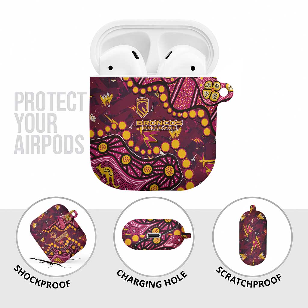 Brisbane Broncos AirPods Case Aboriginal Pattern with Graffiti Style Design