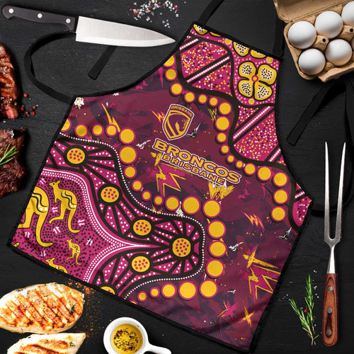 Brisbane Broncos Apron Aboriginal Pattern with Graffiti Style Design