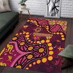 Brisbane Broncos Area Rug Aboriginal Pattern with Graffiti Style Design