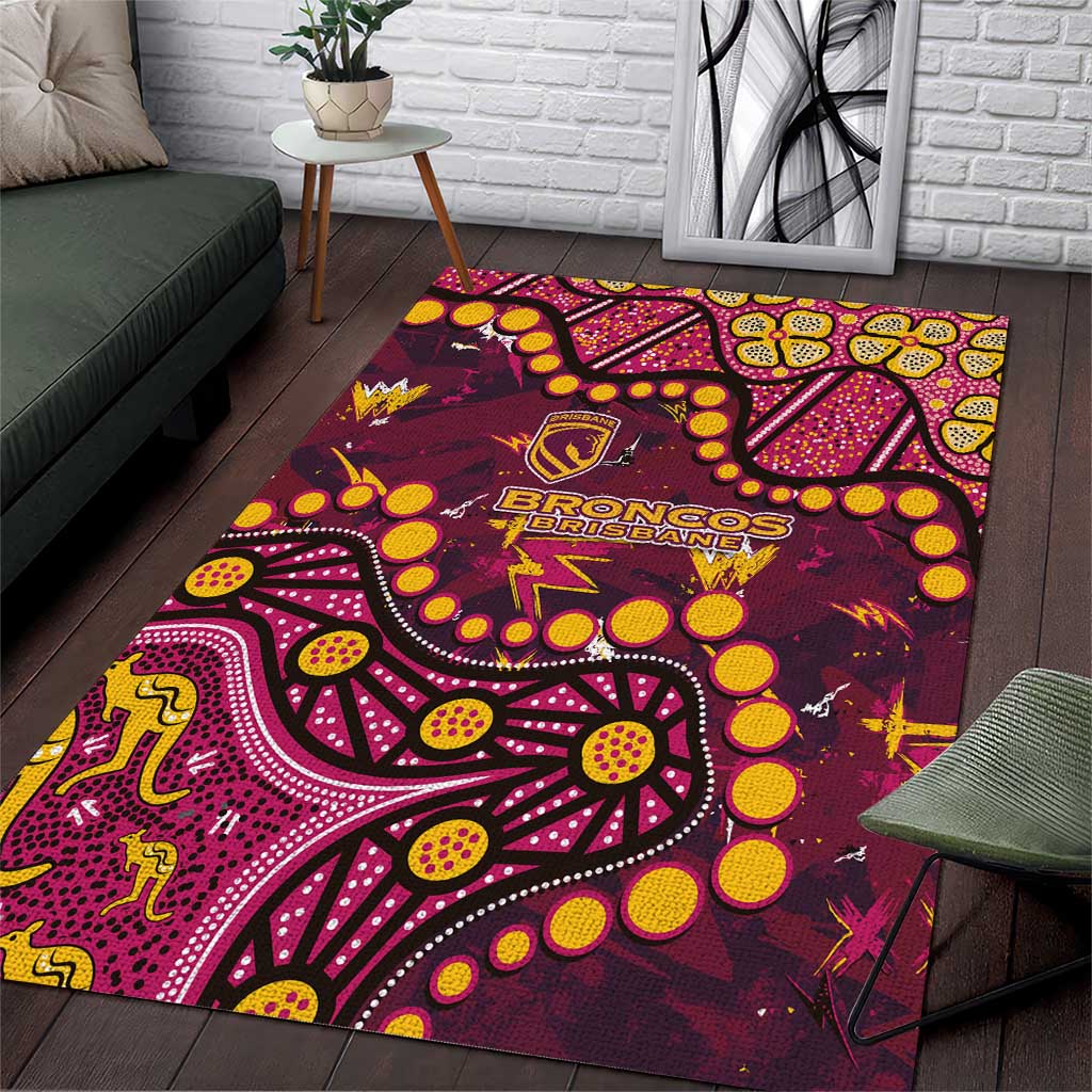 Brisbane Broncos Area Rug Aboriginal Pattern with Graffiti Style Design