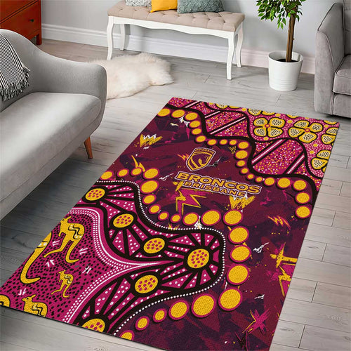Brisbane Broncos Area Rug Aboriginal Pattern with Graffiti Style Design