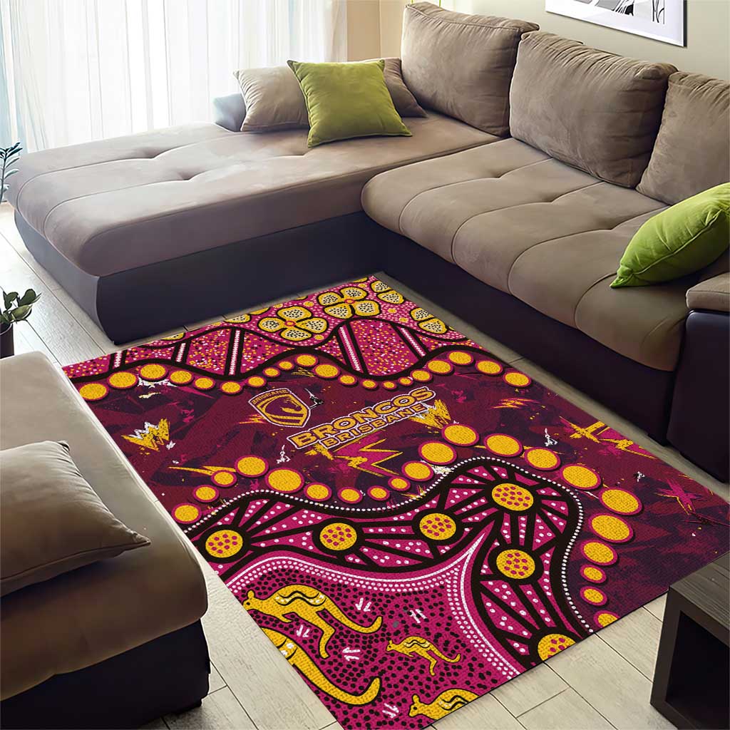 Brisbane Broncos Area Rug Aboriginal Pattern with Graffiti Style Design