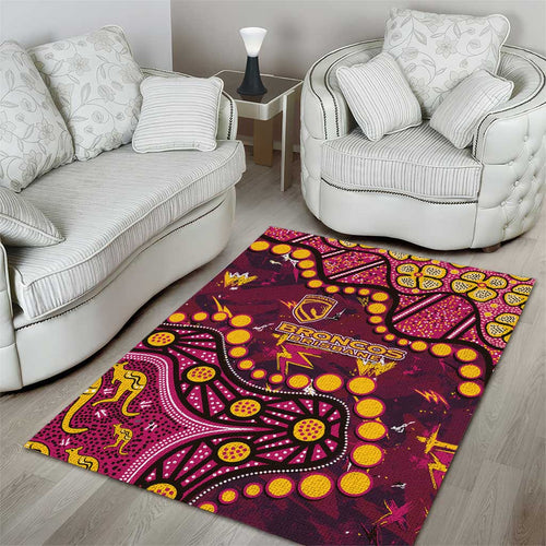 Brisbane Broncos Area Rug Aboriginal Pattern with Graffiti Style Design