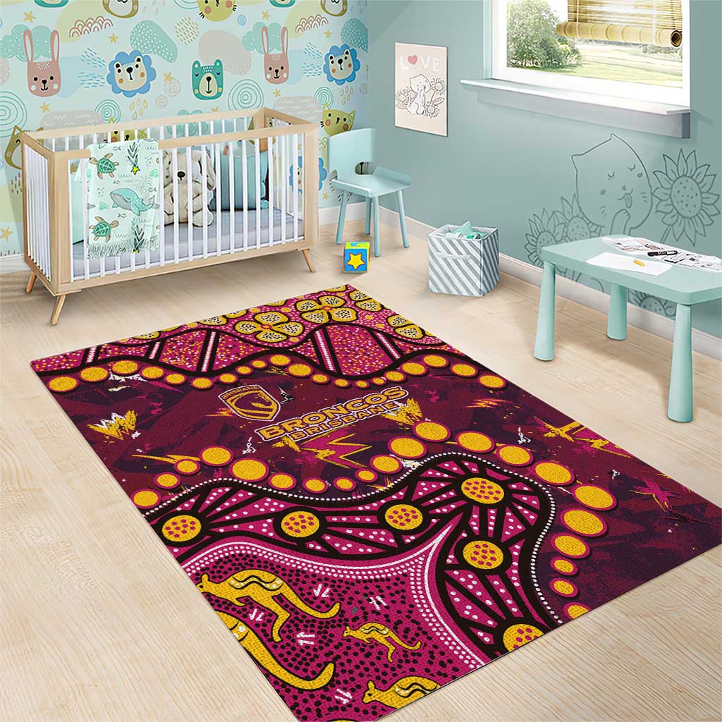 Brisbane Broncos Area Rug Aboriginal Pattern with Graffiti Style Design