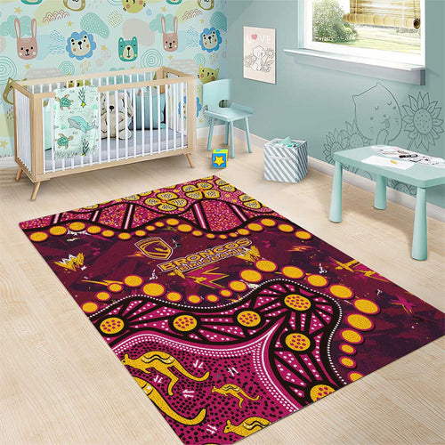 Brisbane Broncos Area Rug Aboriginal Pattern with Graffiti Style Design