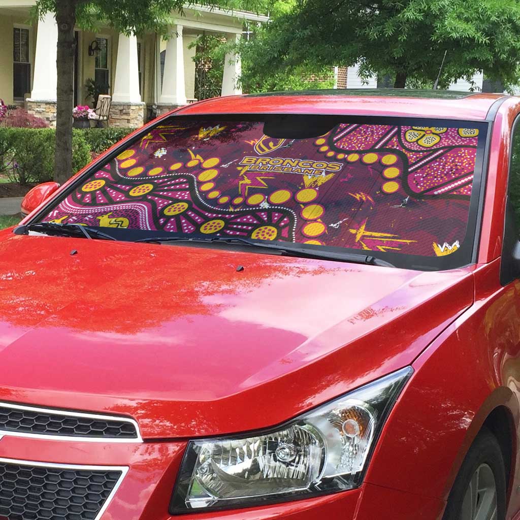 Brisbane Broncos Auto Sun Shade Aboriginal Pattern with Graffiti Style Design