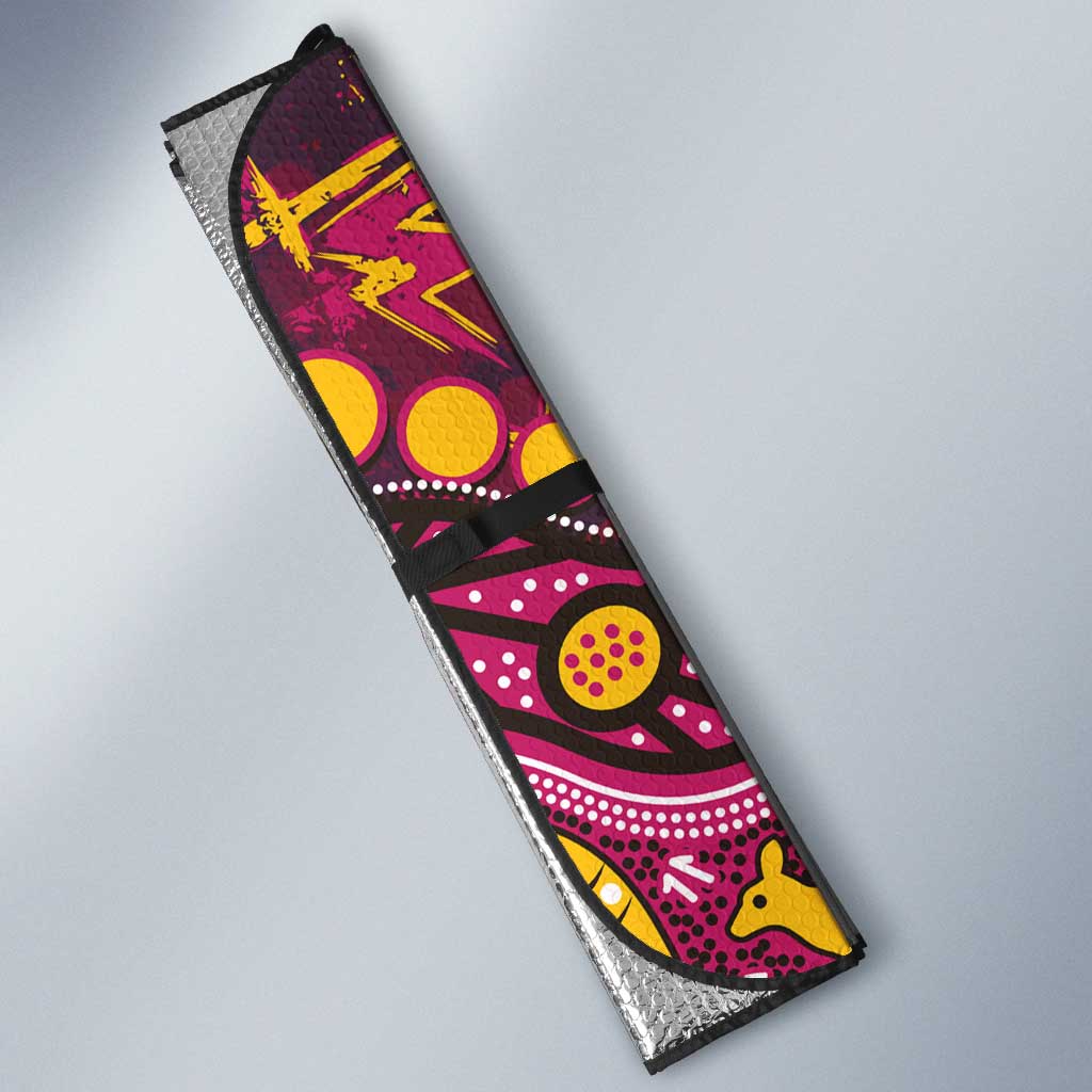 Brisbane Broncos Auto Sun Shade Aboriginal Pattern with Graffiti Style Design