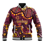 Brisbane Broncos Baseball Jacket Aboriginal Pattern with Graffiti Style Design