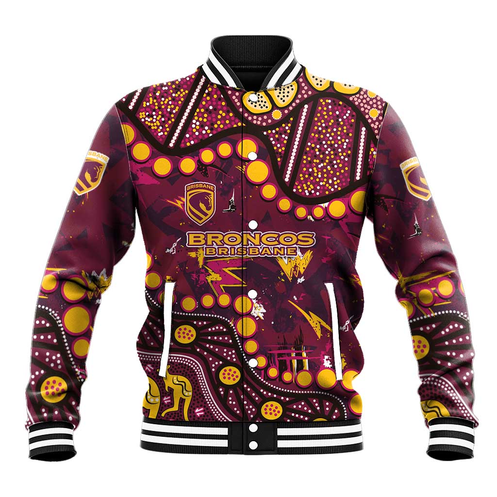 Brisbane Broncos Baseball Jacket Aboriginal Pattern with Graffiti Style Design