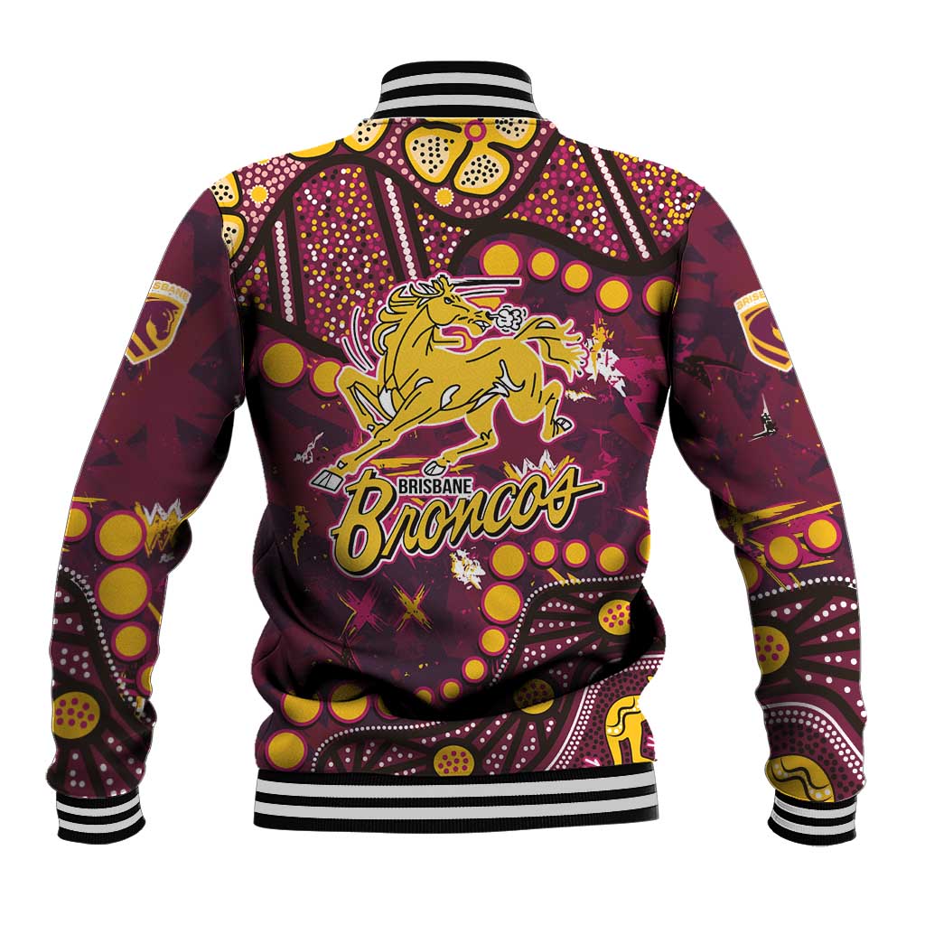 Brisbane Broncos Baseball Jacket Aboriginal Pattern with Graffiti Style Design