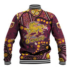 Brisbane Broncos Baseball Jacket Aboriginal Pattern with Graffiti Style Design