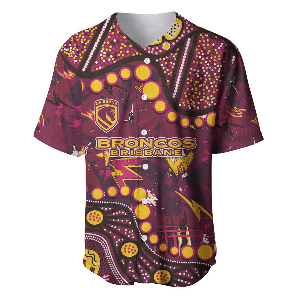 Brisbane Broncos Baseball Jersey Aboriginal Pattern with Graffiti Style Design