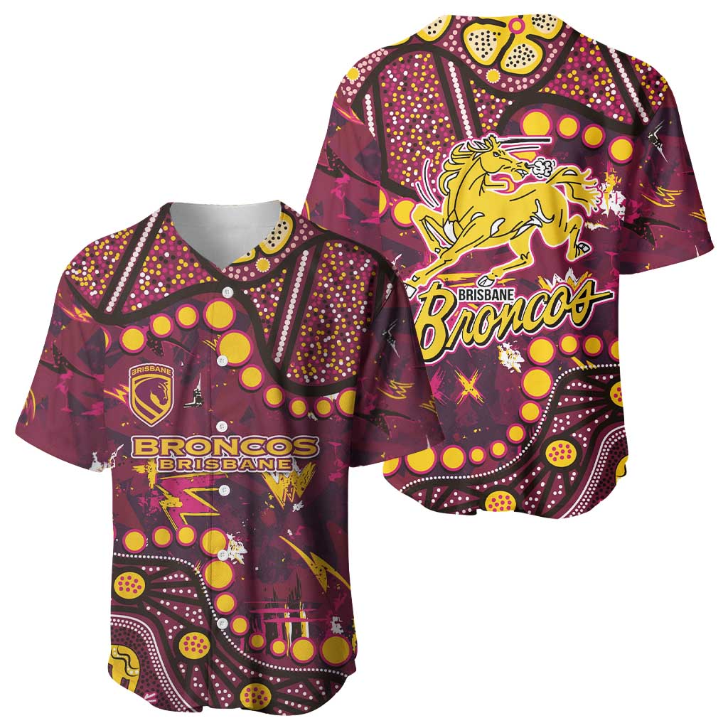 Brisbane Broncos Baseball Jersey Aboriginal Pattern with Graffiti Style Design