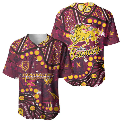 Brisbane Broncos Baseball Jersey Aboriginal Pattern with Graffiti Style Design