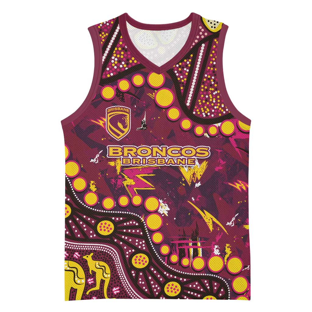 Brisbane Broncos Basketball Jersey Aboriginal Pattern with Graffiti Style Design
