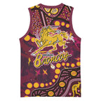 Brisbane Broncos Basketball Jersey Aboriginal Pattern with Graffiti Style Design