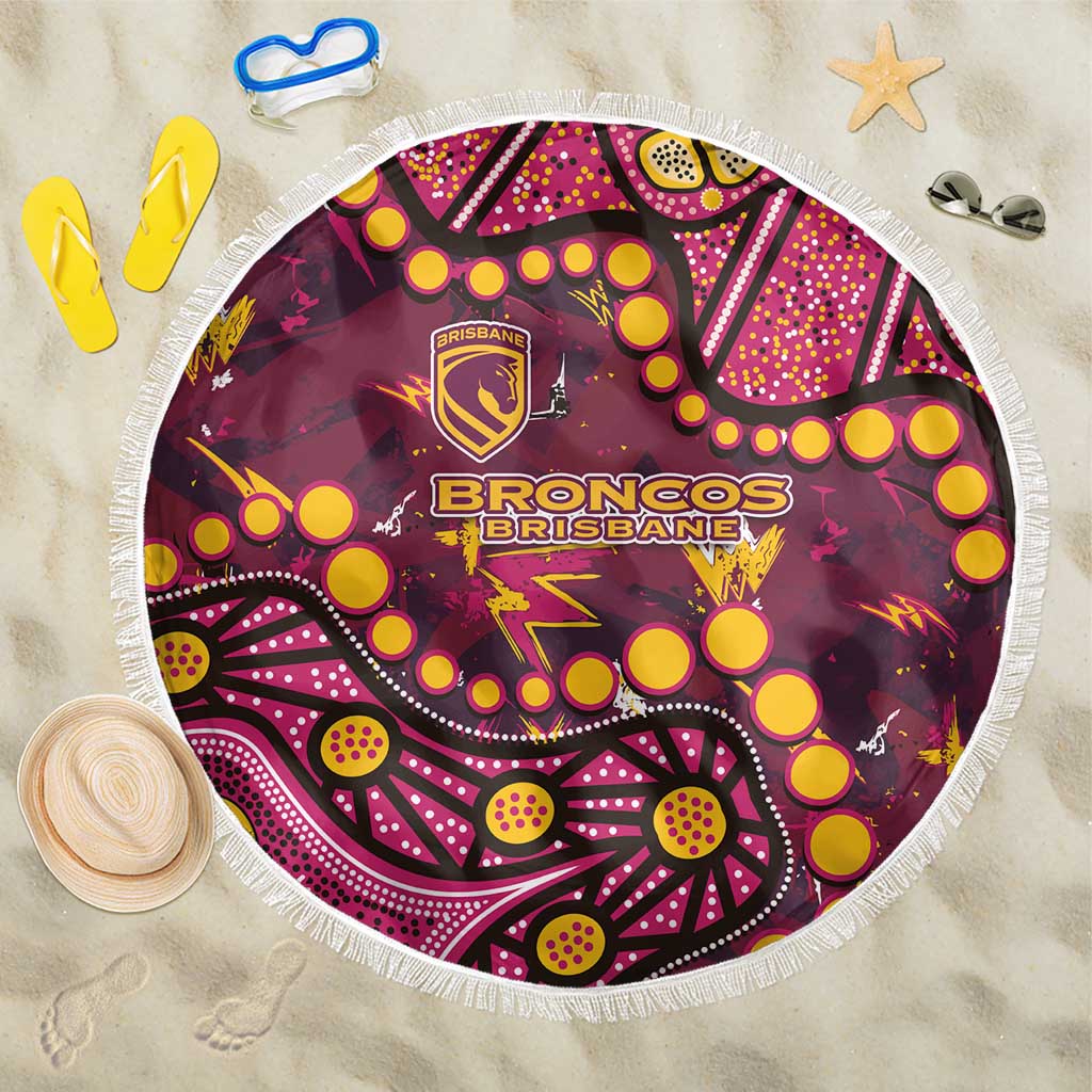 Brisbane Broncos Beach Blanket Aboriginal Pattern with Graffiti Style Design