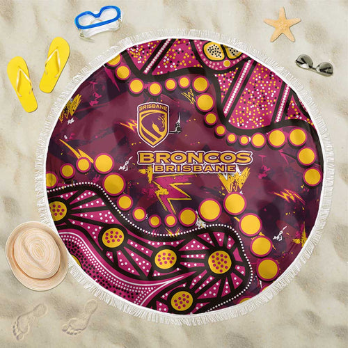 Brisbane Broncos Beach Blanket Aboriginal Pattern with Graffiti Style Design