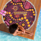 Brisbane Broncos Beach Blanket Aboriginal Pattern with Graffiti Style Design