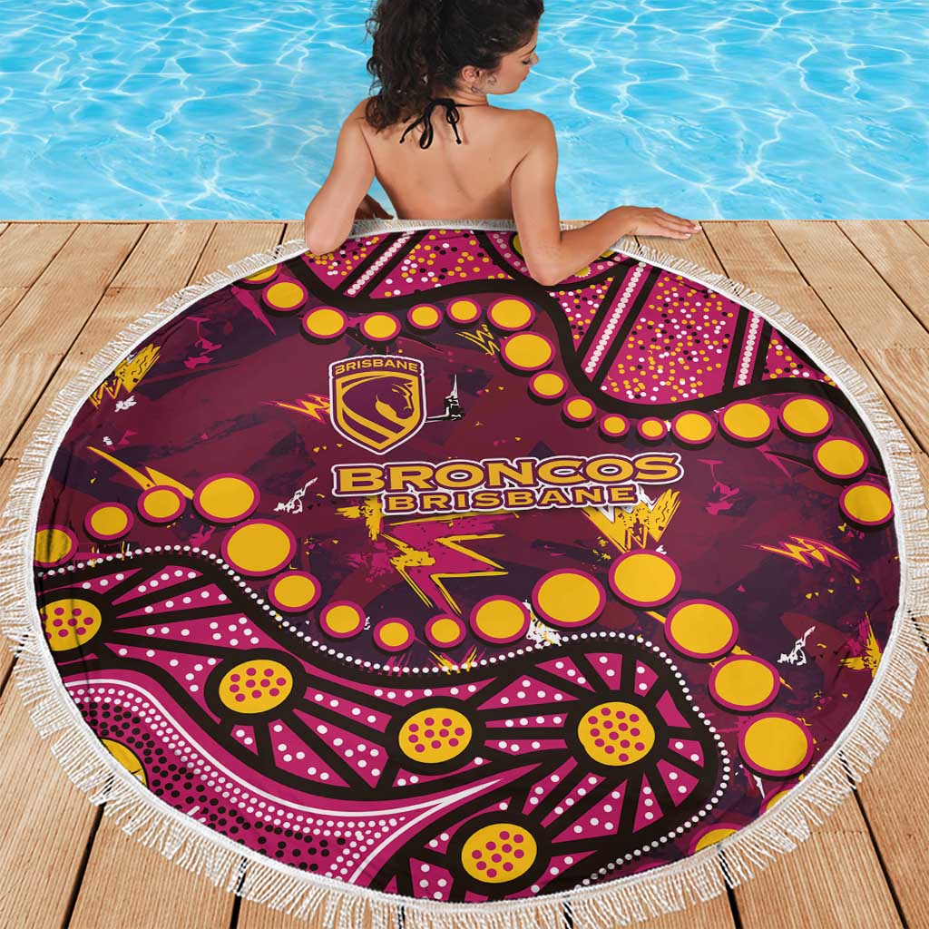 Brisbane Broncos Beach Blanket Aboriginal Pattern with Graffiti Style Design